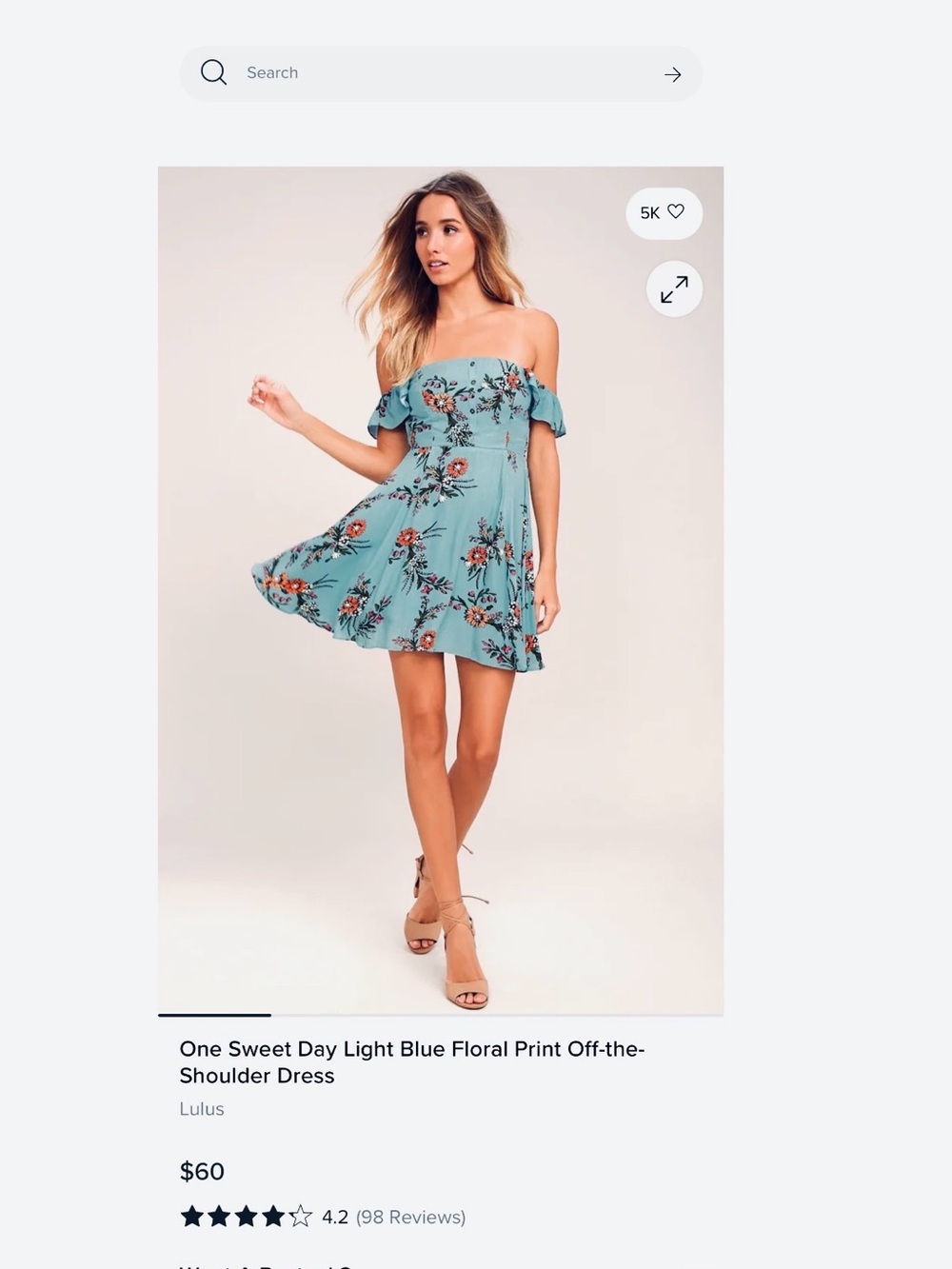 Lulus Off-Shoulder Floral Mini Dress in Teal Sz S - Picture 5 of 12